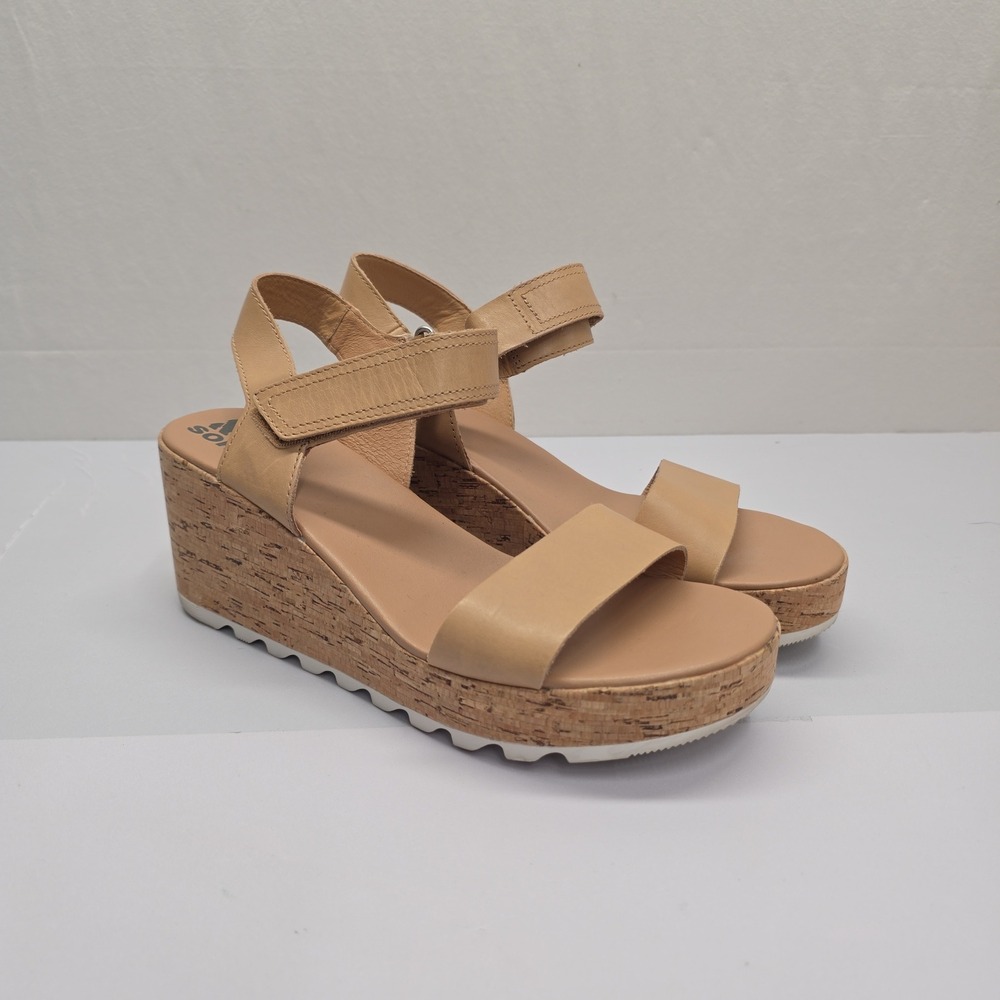 Sorel Joanie II Cork Wedge Sandal Tan Leather Platform 1848141052 Women 7.5